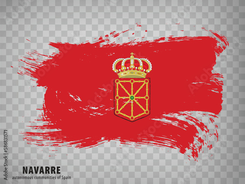 Flag of  Navarre brush strokes. Flag Autonomous Community  Navarre of Spain on transparent background for your web site design, logo, app, UI. Kingdom of Spain. Stock vector.  EPS10.