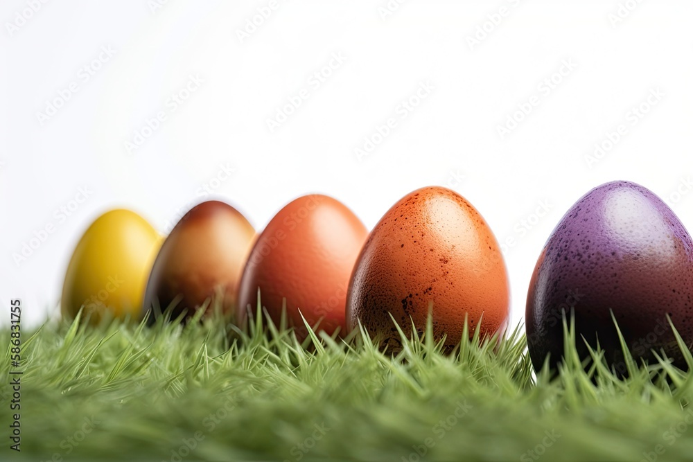colorful Easter egg hunt in a green grassy field. Generative AI colorful Easter egg hunt in a green grassy field. Generative AI