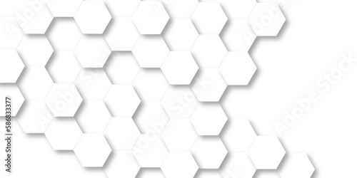 Abstract background with hexagons with hexagon concept design abstract technology background. Bright white abstract hexagon wallpaper space for texture.