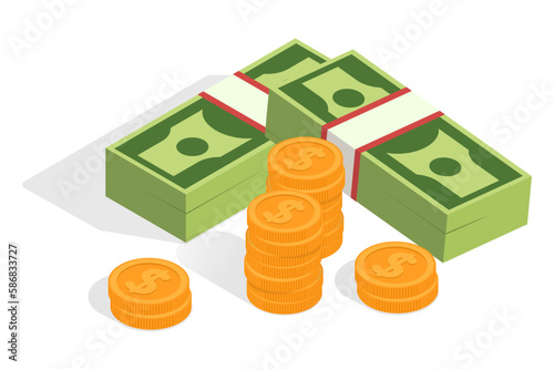 cash note coins vector design