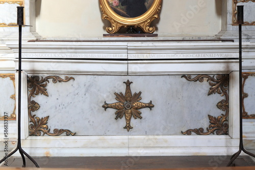 San Lorenzo in Lucina Church Altar Detail with Cross in Rome, Italy photo