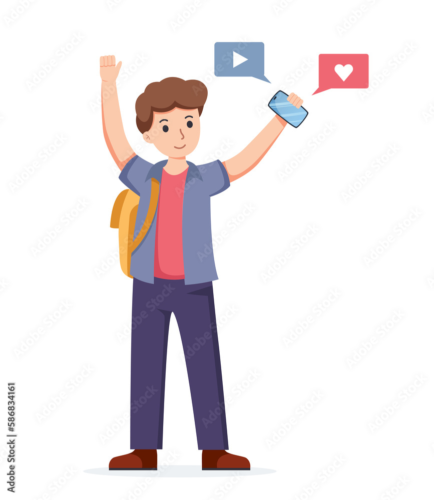 man using smartphone isolated illustration man using smartphone isolated illustration