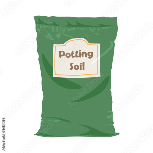 Package of potting soil on white background