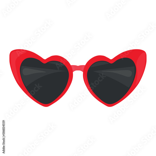 Heart-shaped sunglasses on white background