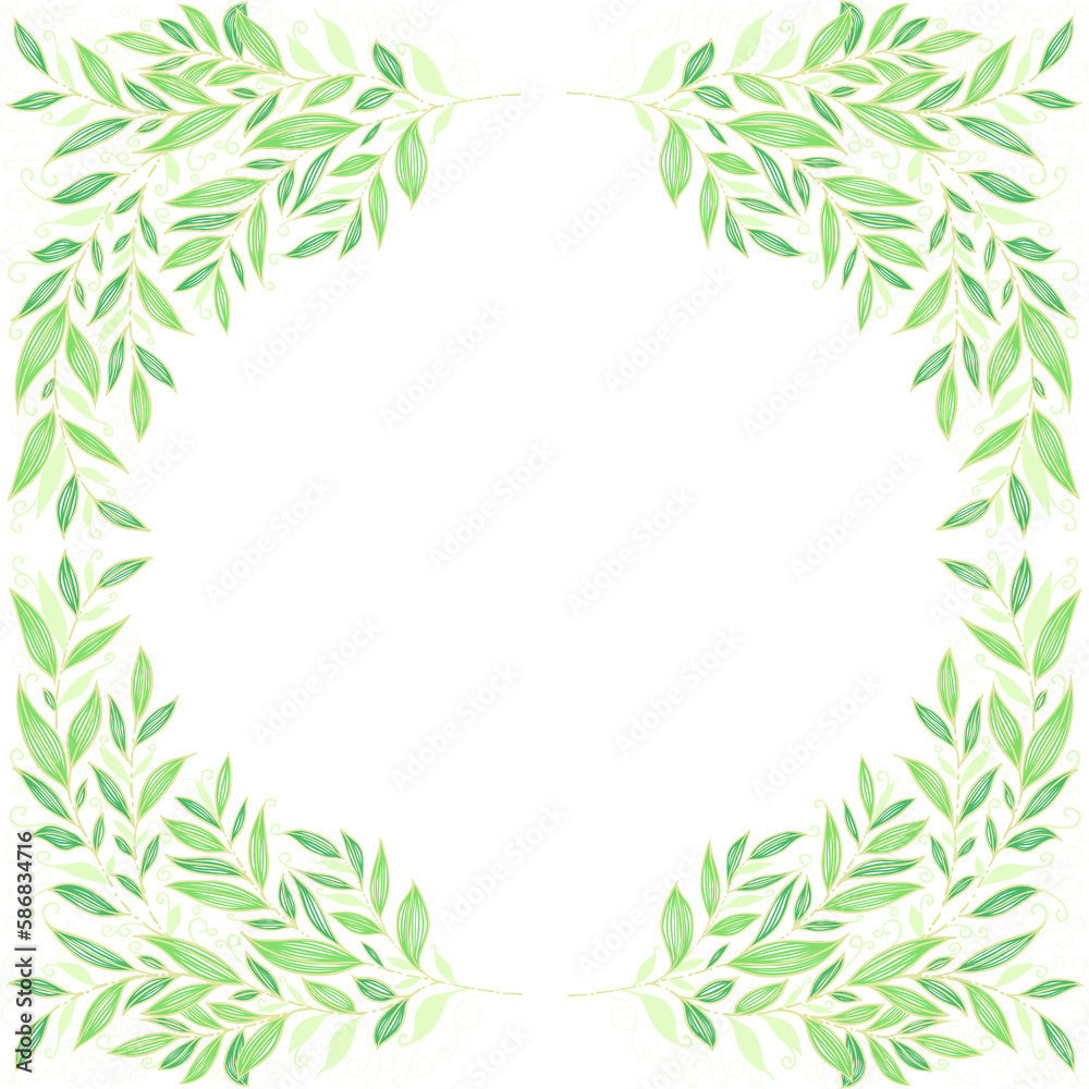 green leaves frame green leaves frame