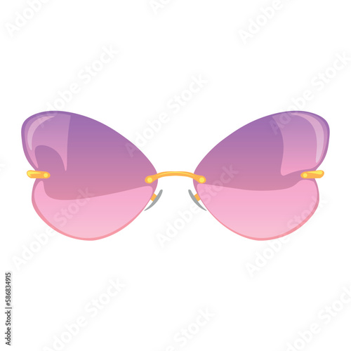 Pink sunglasses on white background