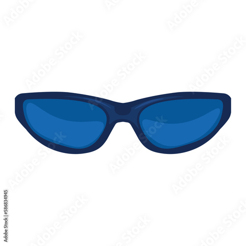 Blue sunglasses on white background