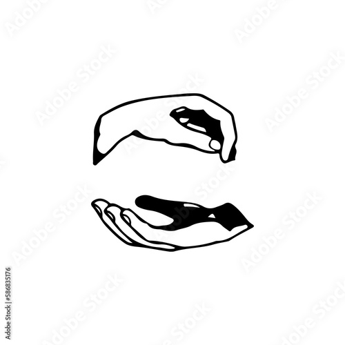 vector illustration of two hands silhouette