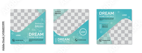 Home sale or rent social media advertisement post. Poster layout banner template design