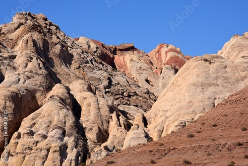 the colorful flatiron rock formations in the san rafael reef near uneva canyon on a sunny spring day, near green river, utah