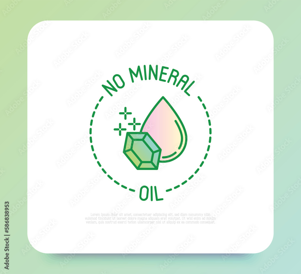 No mineral oil symbol for packaging. Modern vector illustration for beauty product. No mineral oil symbol for packaging. Modern vector illustration for beauty product.