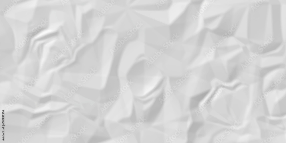 Obraz premium Crumpled white wrikled blank paper texture and The texture of white paper is crumpled. 