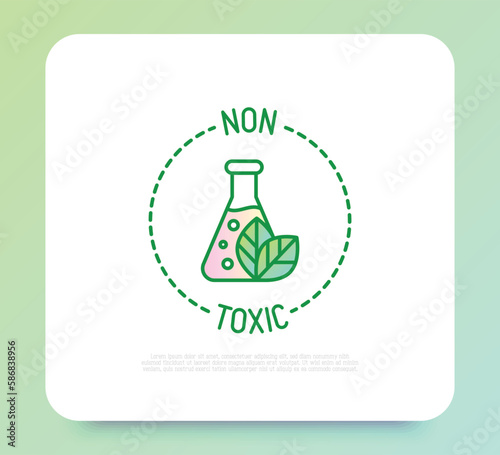 Non toxic symbol. Thin line icon for organic product. Modern vector illustration.