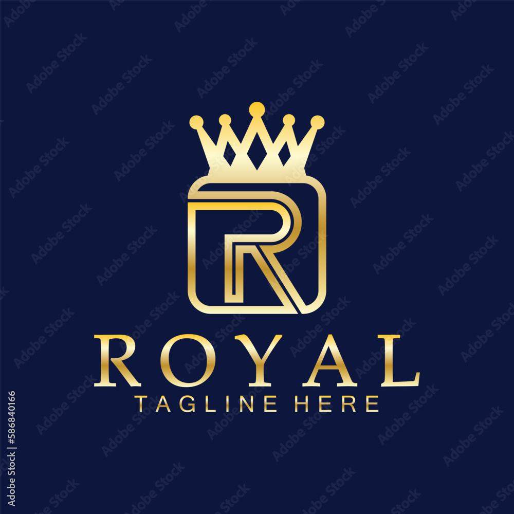 R initial royal crown logo. Royal, King, queen luxury symbol. Font ...