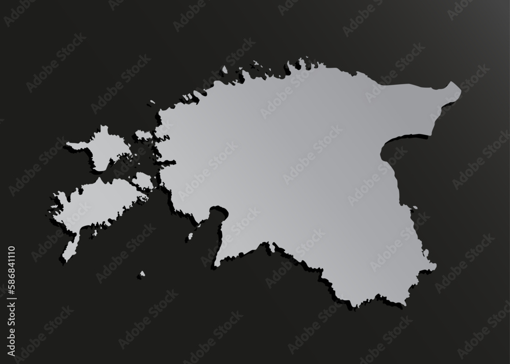Vector map Estonia silver material, Europe country