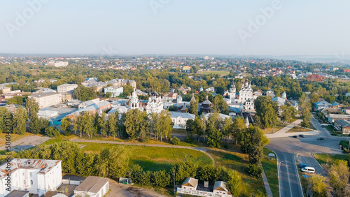 Fototapeta Naklejka Na Ścianę i Meble -  Murom, Russia - August 27, 2022: Cathedral of the Annunciation of the Blessed Virgin in the Annunciation Monastery. Trinity Monastery, Aerial View