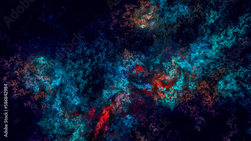 Abstract image like a blue nebula floating in outer space