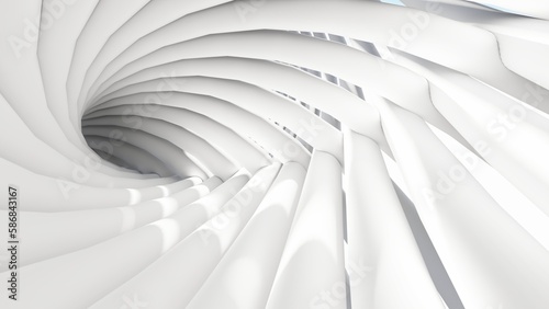 Abstract white curve waves background 3d render