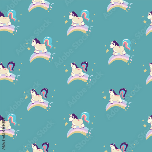 Cute unicorn, and pink background decoration. Seamless repeating pattern texture background design for fashion fabrics, textile graphics, prints etc,