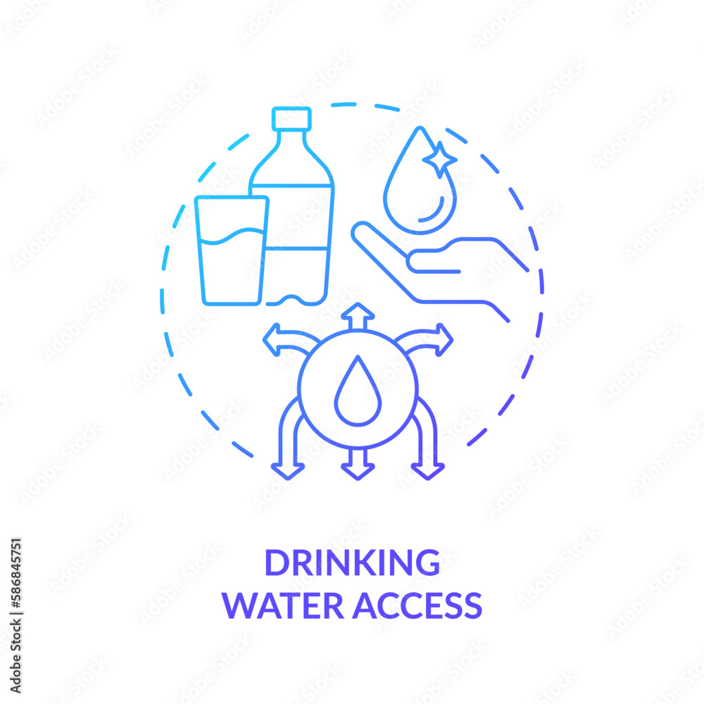 Drinking water access blue gradient concept icon. Public health. Clean