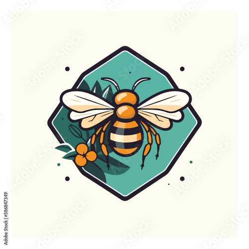 honey bee icon vector ,Health company logo , cartoon