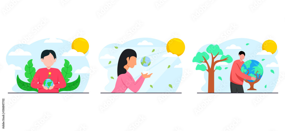 Fototapeta premium Earth Day Protect the Planet Flat Bundle Design