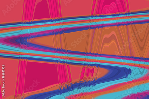 Multicolored abstract zigzags on a colorful bright background. Illustration.
