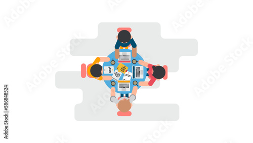 meeting group of people top view vector illustration