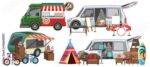Set of flea market and shop element