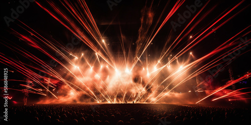 surrounded by a spectacular display of pyrotechnics, a dazzling laser show Generative AI