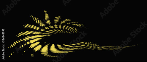 Golden radiant frame, sketchy sunshine on a dark background.  dot image. Separate use. Vector.