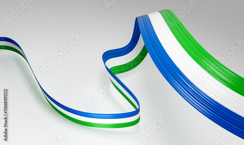 3d Flag Of Sierra Leone, 3d Wavy Shiny Sierra Leone Ribbon On White Background, 3d illustration
