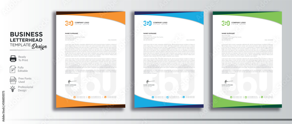vector business letterhead template design