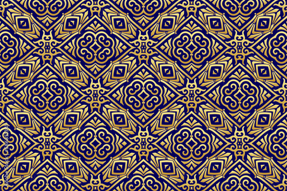 Artistic background with islamic, persian, indian pattern, arabesque, arabic geometric golden texture. Stained glass style, ethnic oriental patterns, tribal original ornaments.
