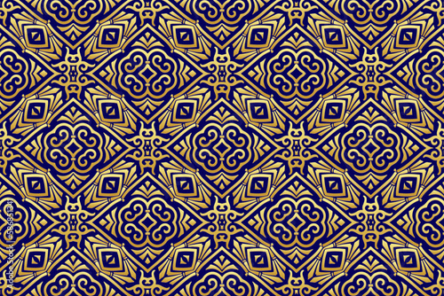 Artistic background with islamic, persian, indian pattern, arabesque, arabic geometric golden texture. Stained glass style, ethnic oriental patterns, tribal original ornaments. 