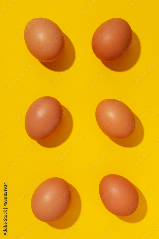Ingredient for cooking dishes- eggs, top view