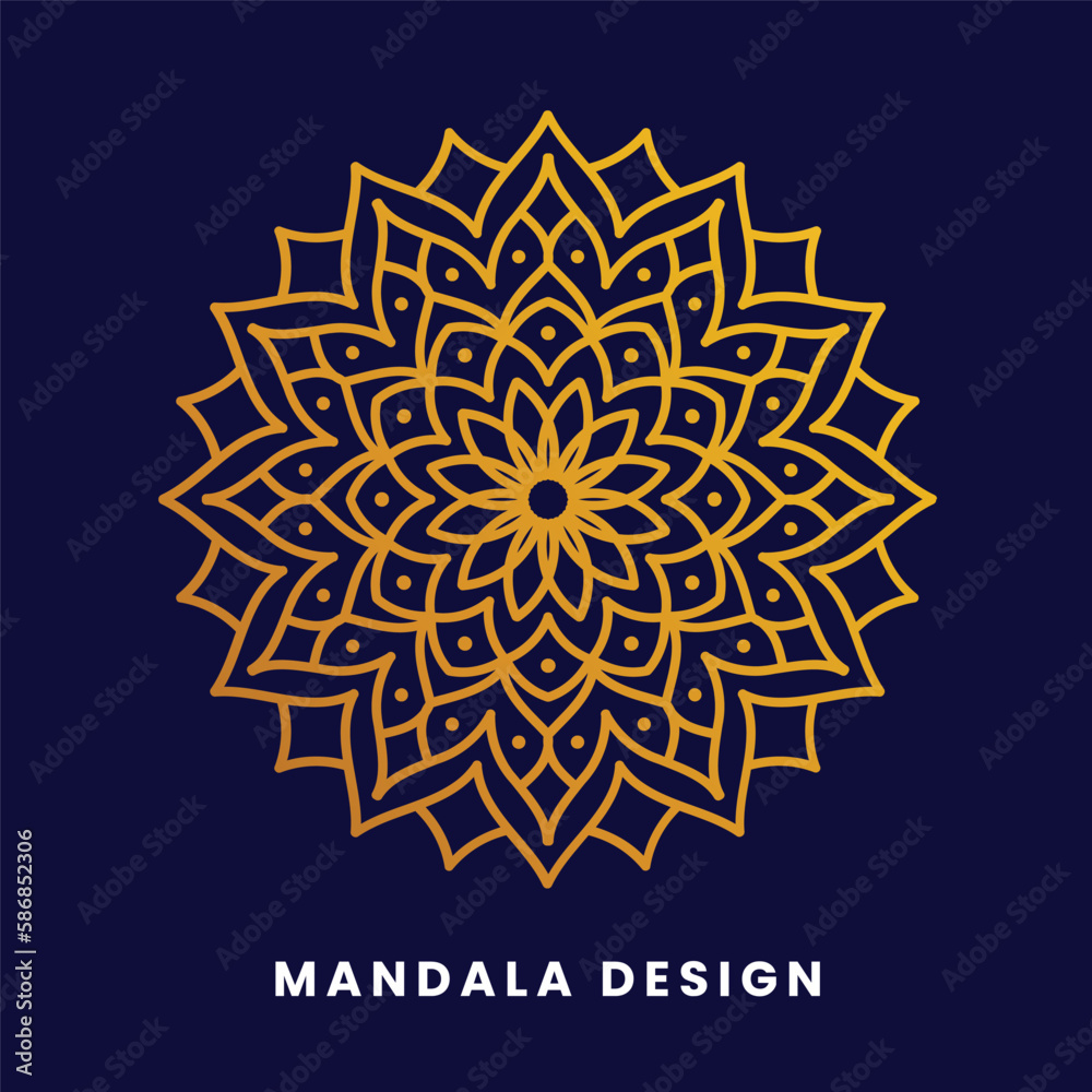 Golden Mandala on Elegant Floral Background Golden Mandala on Elegant Floral Background