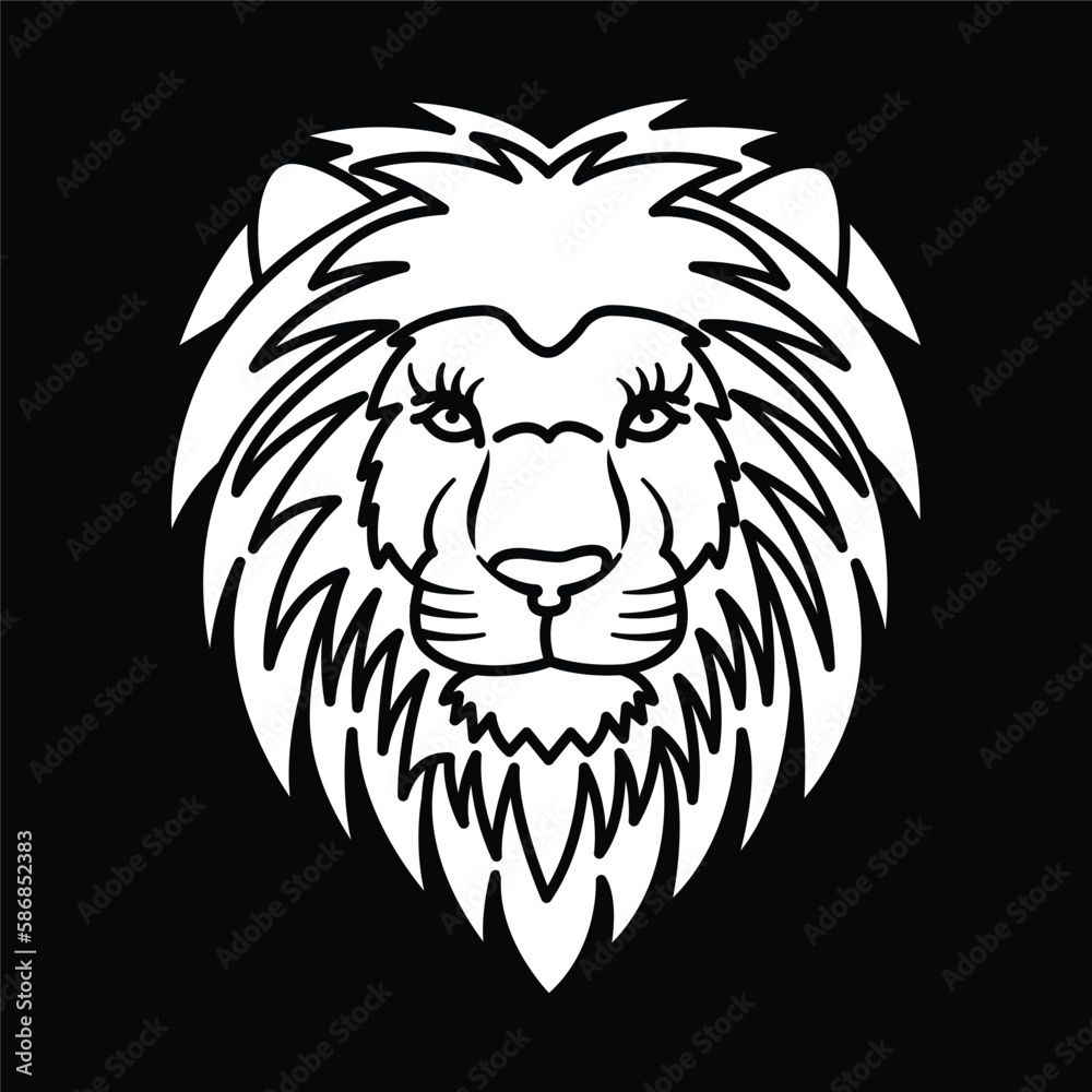 Vector vintage symbol of a lion black and white
