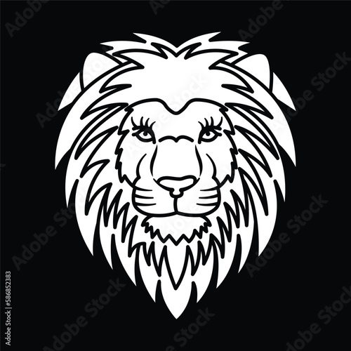Vector vintage symbol of a lion black and white