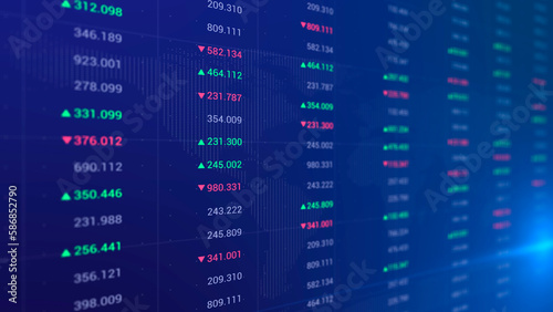 World Stock Exchange, Streaming Trade Screen. Stock market or forex trading candlestick graph in graphic design for financial investment concept.