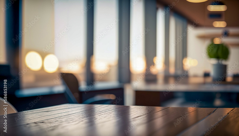 An empty wooden table in the background is office. Ideal for product presentation. Mockup. Space for text. An empty wooden table in the background is office. Ideal for product presentation. Mockup. Space for text.