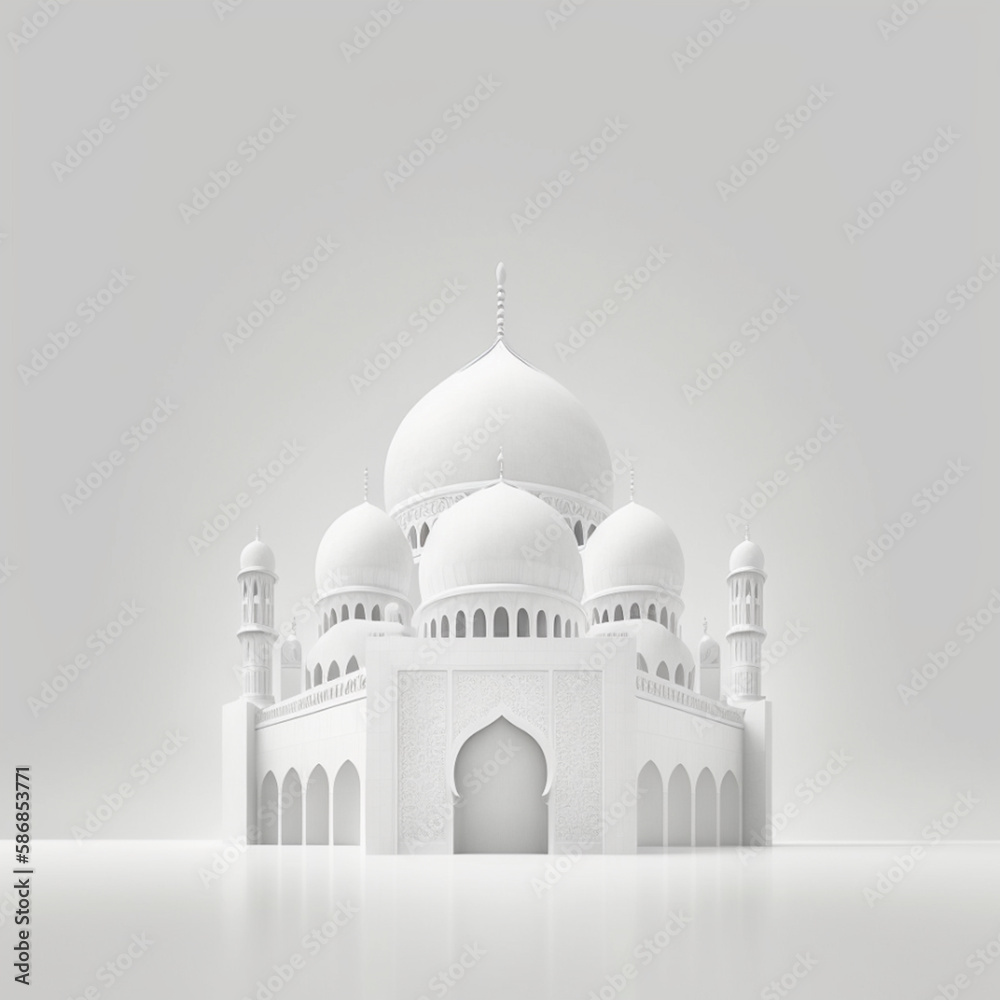 3D depiction of stunning mosque architecture designed for the Ramadan season.