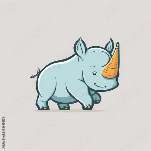 Rhino Cartoon Cute. Generative AI