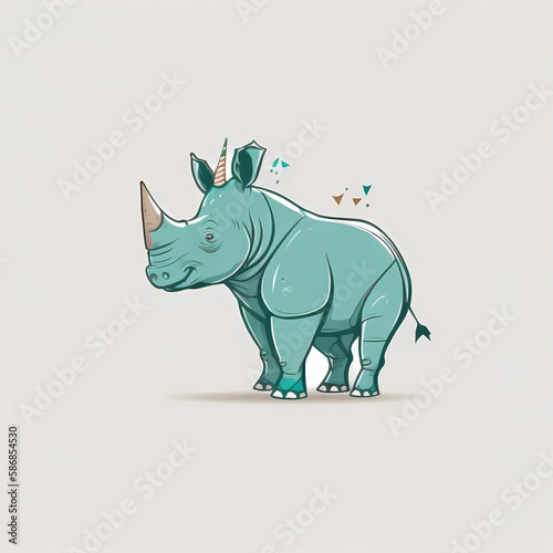 Rhino Cartoon Cute. Generative AI © simpledesign79