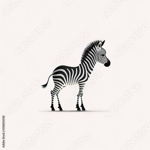 Zebra Cute Cartoon. Generative AI