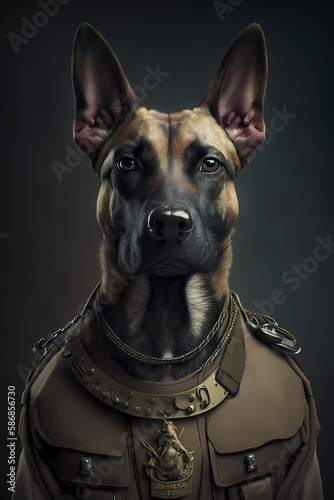 Hund als treuer Bodyguard im Militäreinsatz: Illustration zeigt Wachsamkeit und Schutz
