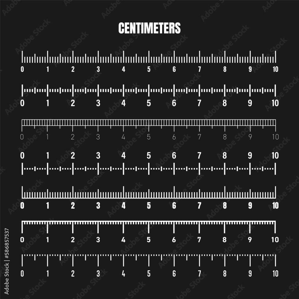 Realistic white centimeter scale for measuring length or height