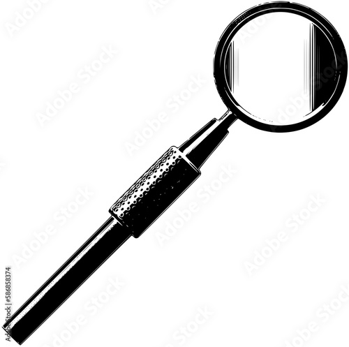 magnifying glass black silhouette. Hand drawn Vector illustration icon for various applications, logo design, t-shirt design, web design, print, interior, books design and many more.