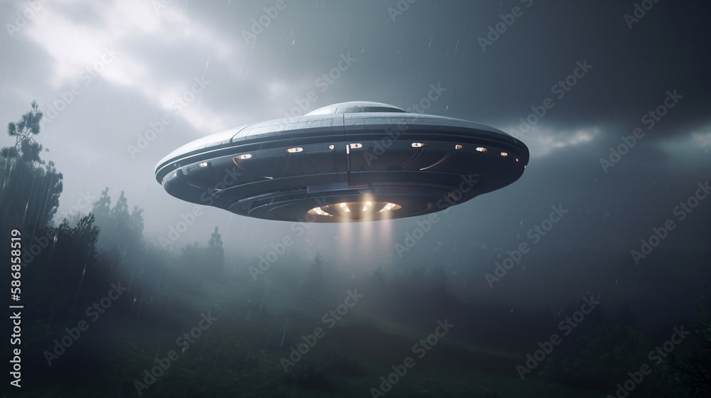 Alien UFO - Unidentified Flying Object - Clipping Path Included. Alien earth. Generative AI. Alien UFO - Unidentified Flying Object - Clipping Path Included. Alien earth. Generative AI.
