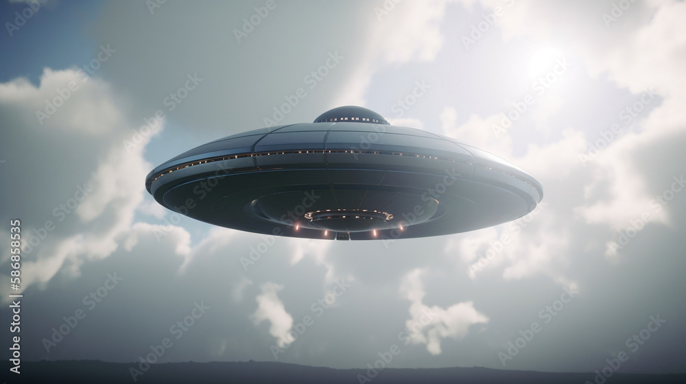 Alien UFO - Unidentified Flying Object - Clipping Path Included. Alien earth. Generative AI. Alien UFO - Unidentified Flying Object - Clipping Path Included. Alien earth. Generative AI.